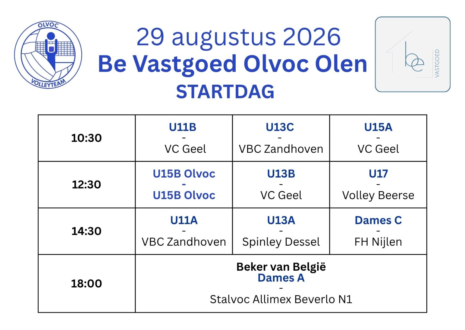 Affiche startdag uurschema